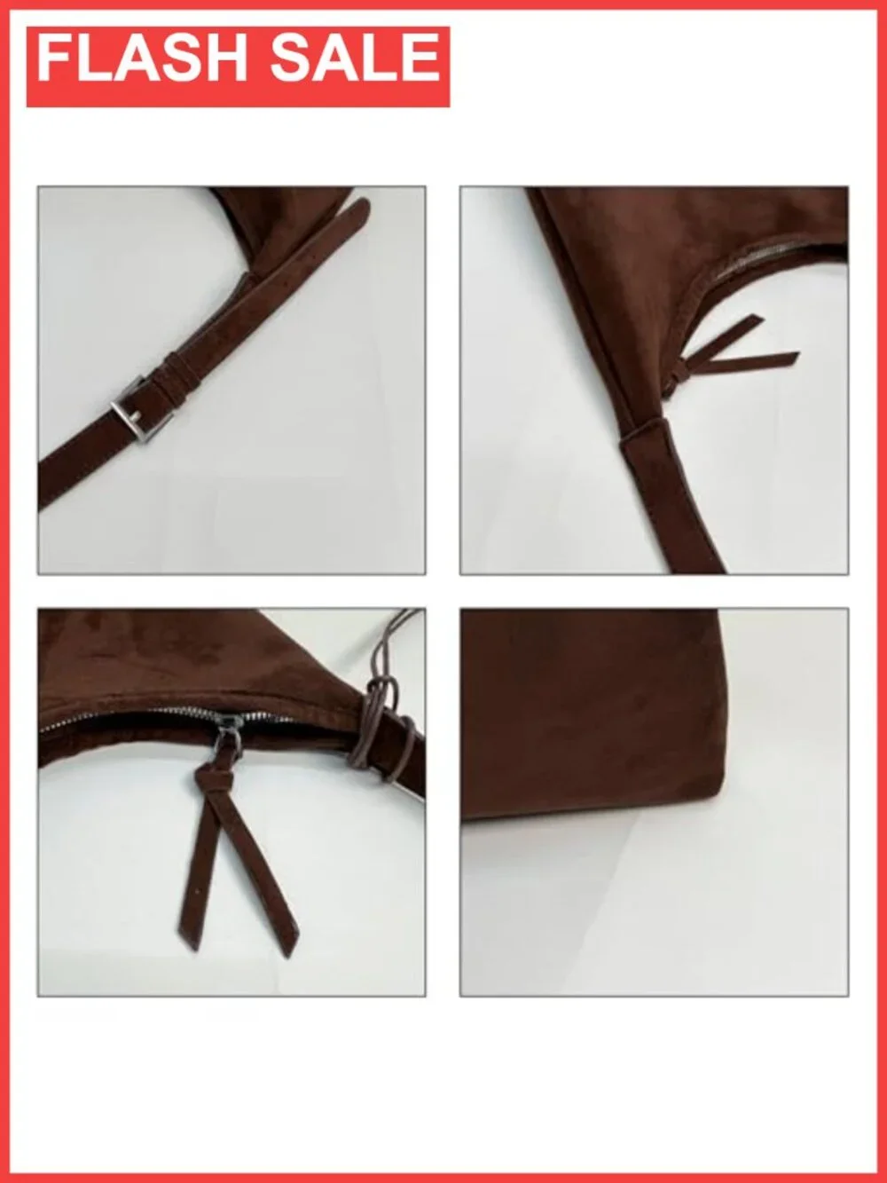 Faux Suede Hobo Bag Slouchy Tote Purse Adjustable Strap Work Travel